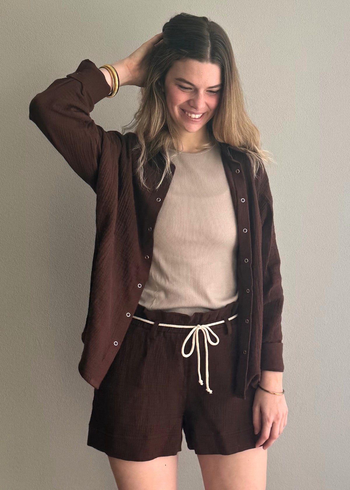 Musselin-Shorts XENIA dunkelbraun