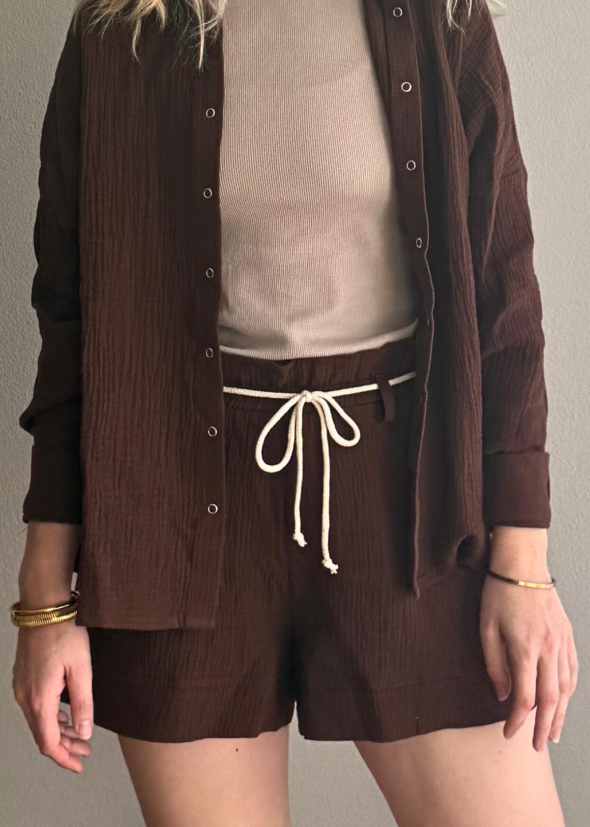 Musselin-Shorts XENIA dunkelbraun