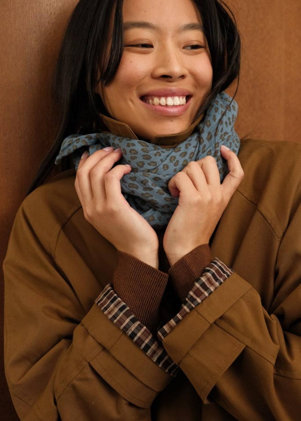 écharpe en mousseline BIANCA mini leopard mauve