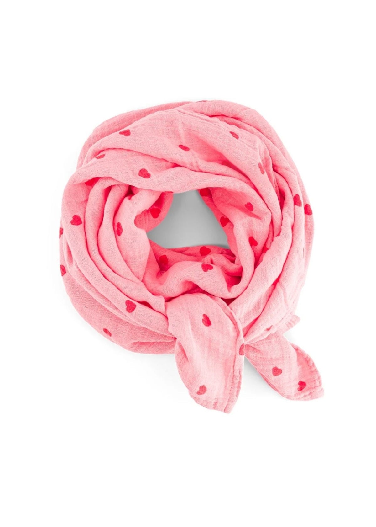 Foulard in mussola BIANCA coeur flamingo