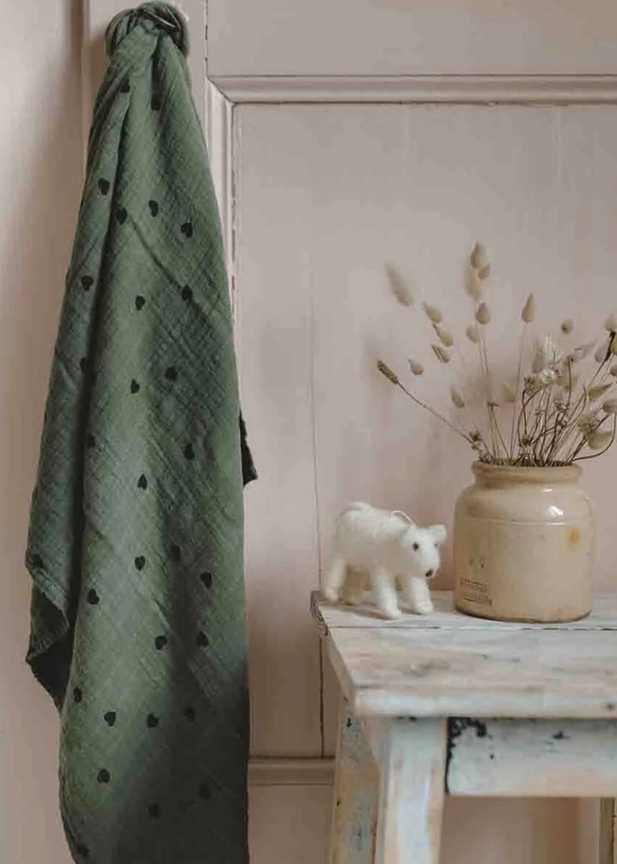 Sciarpa di mussola BIANCA coeur kaki