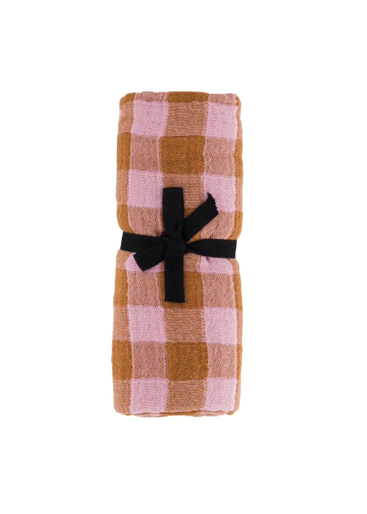 écharpe en mousseline BIANCA vichy caramel mauve