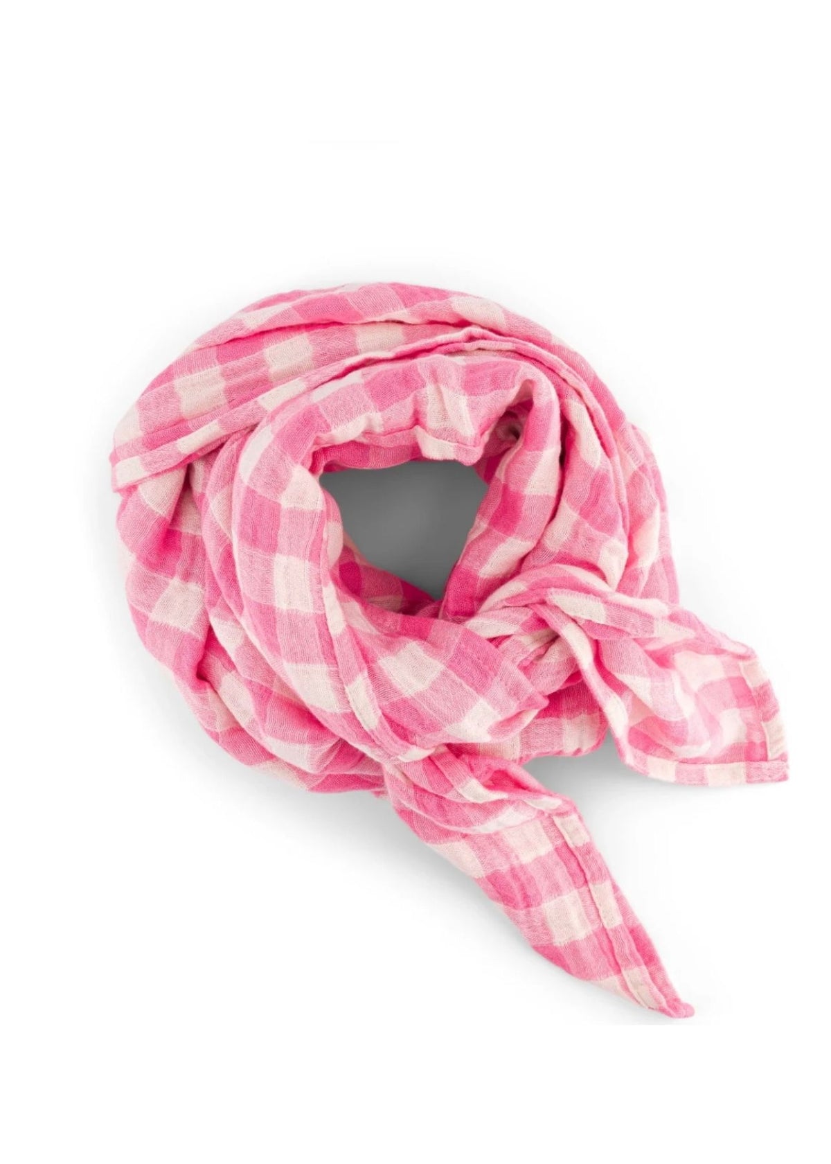 Sciarpa in mussola BIANCA vichy rose fluo