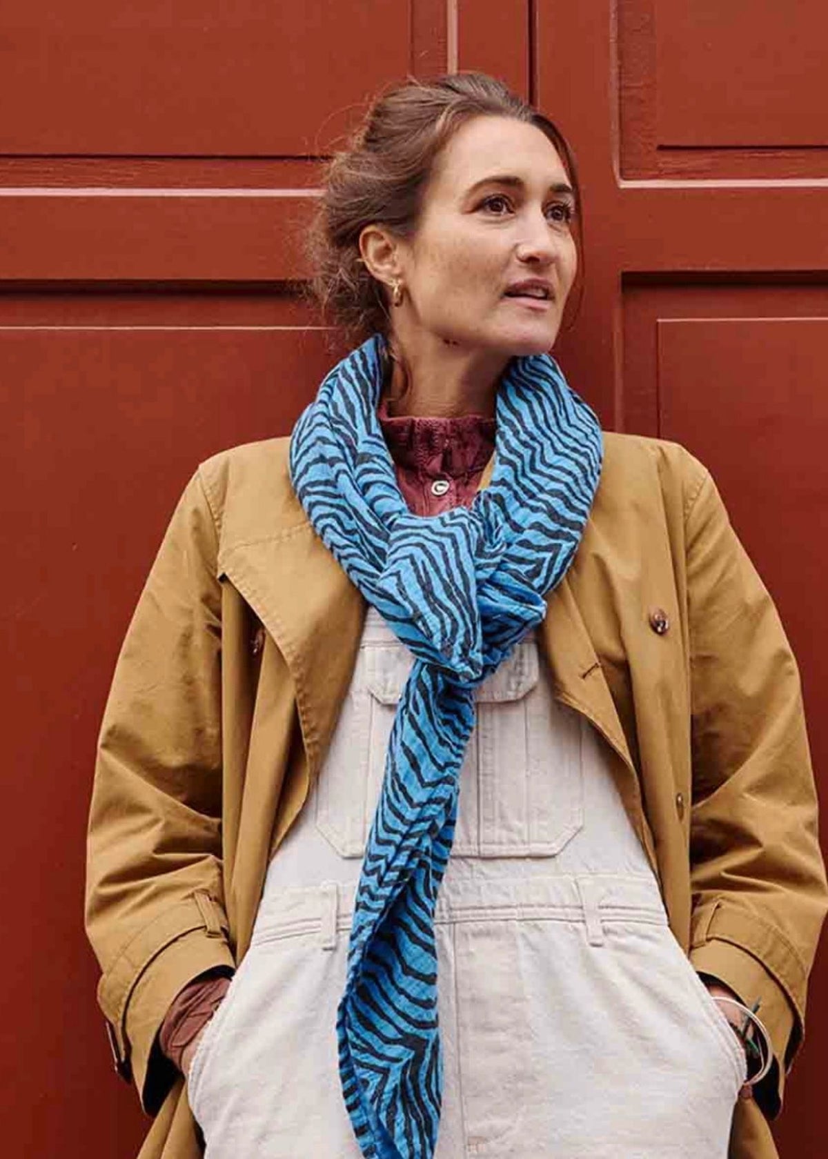 écharpe en mousseline BIANCA zebrou greek blue