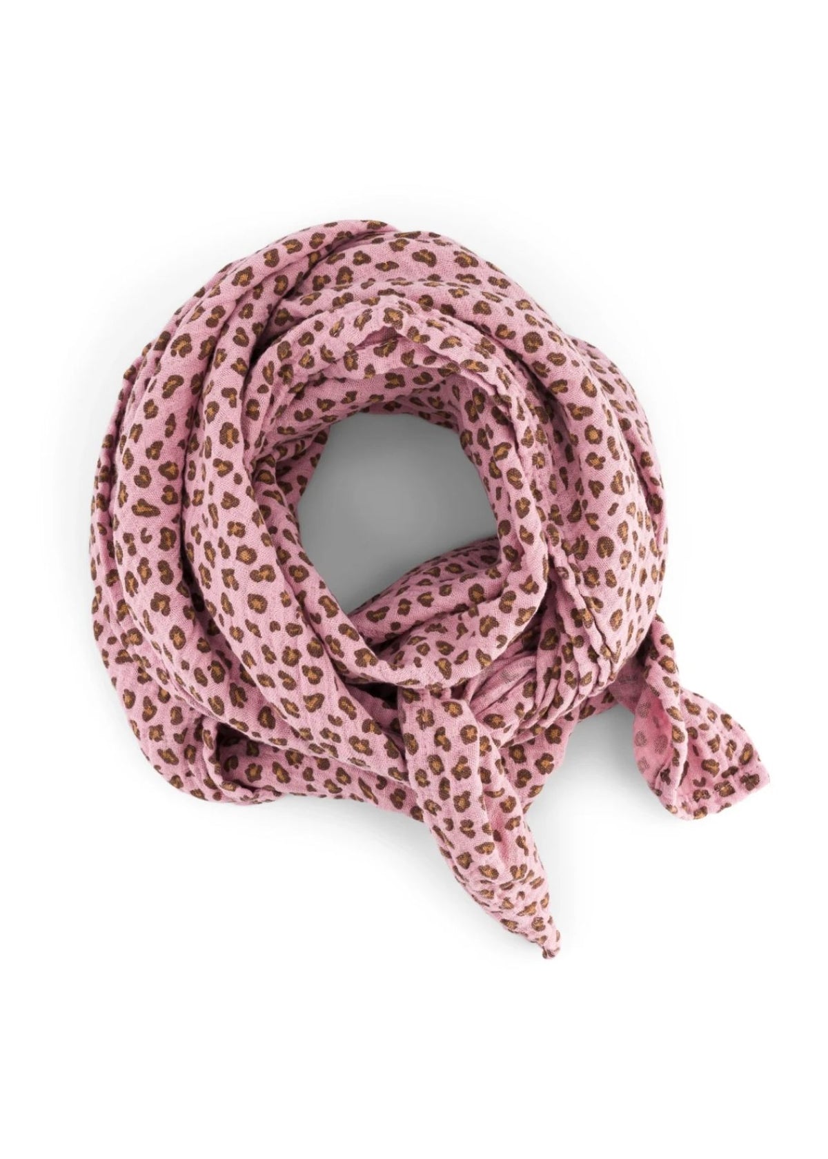 BIANCA mini fazzoletto di mussola leopardato rosa confetto