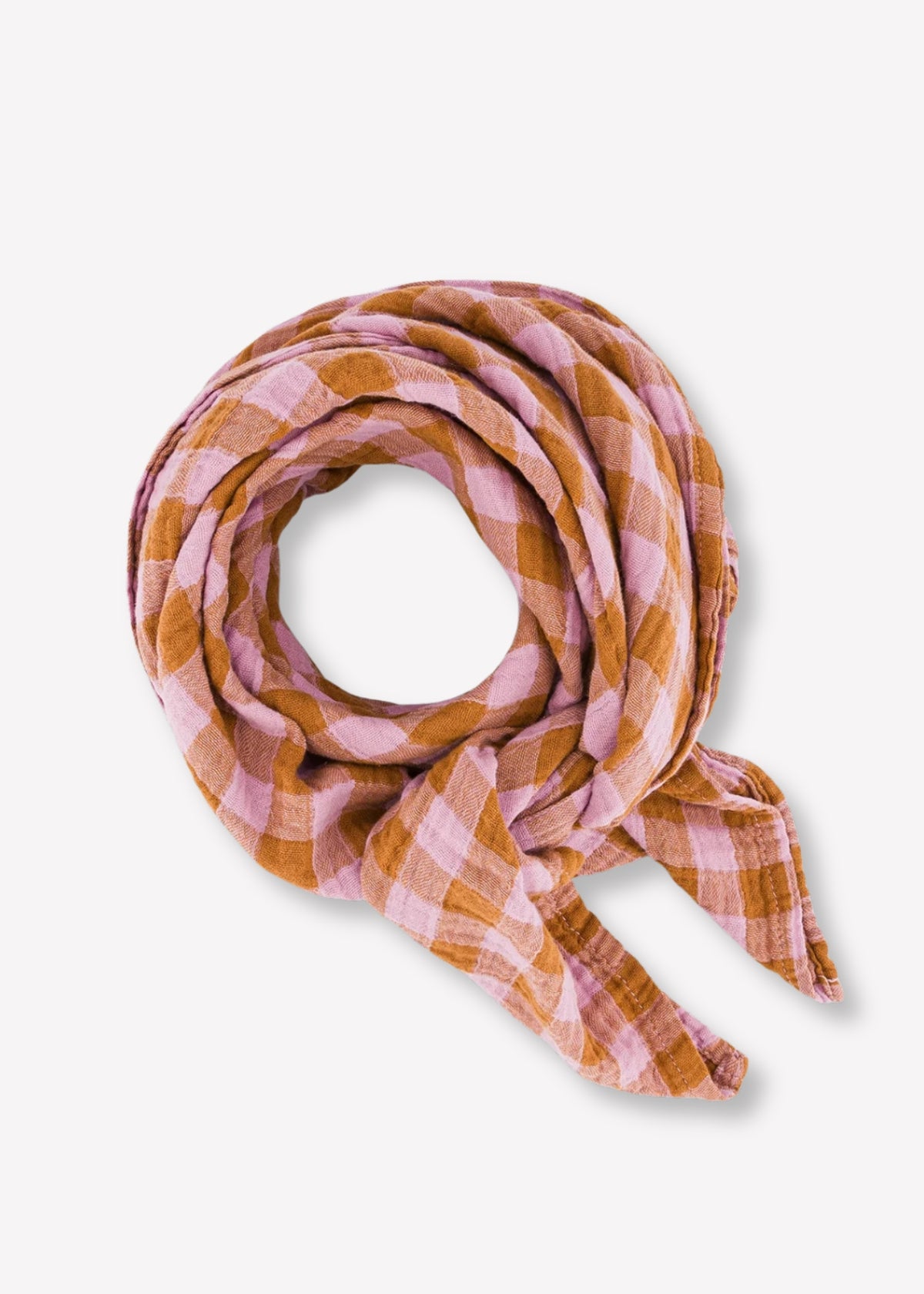 écharpe en mousseline BIANCA vichy caramel mauve