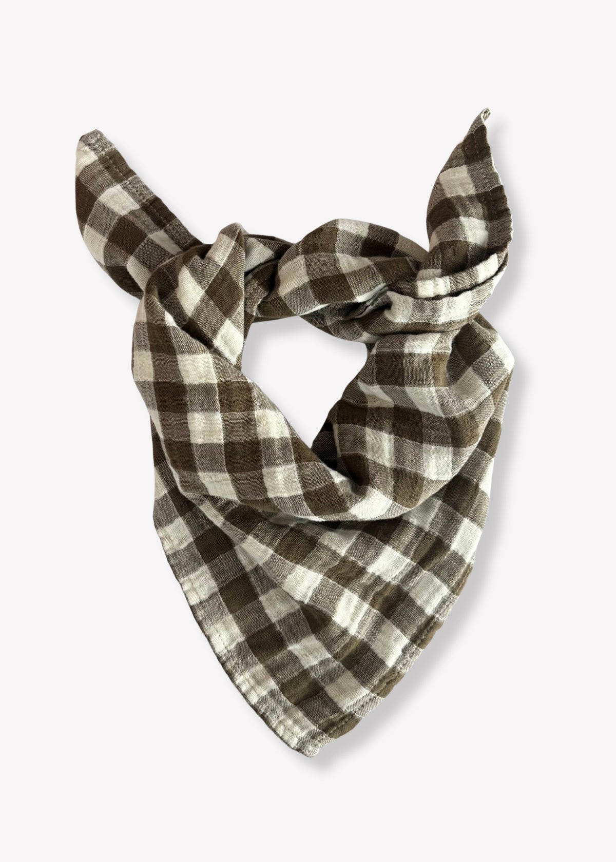 Sciarpa in mussola BIANCA vichy caramello