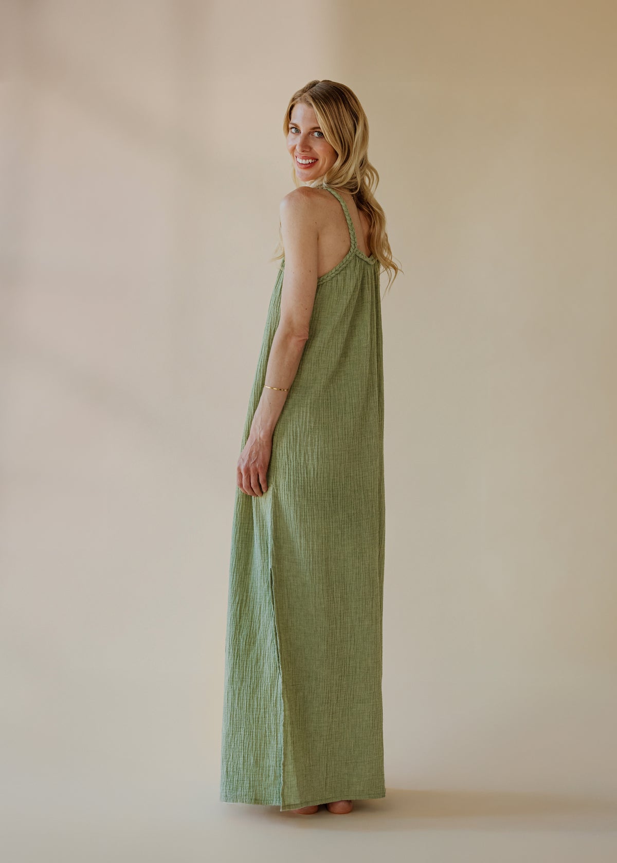 Musselin-Kleid NOHEA sage green melange
