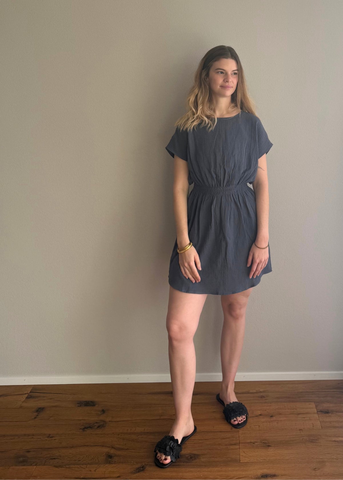 Musselin-Mini-Kleid MAGNOLIA anthrazit