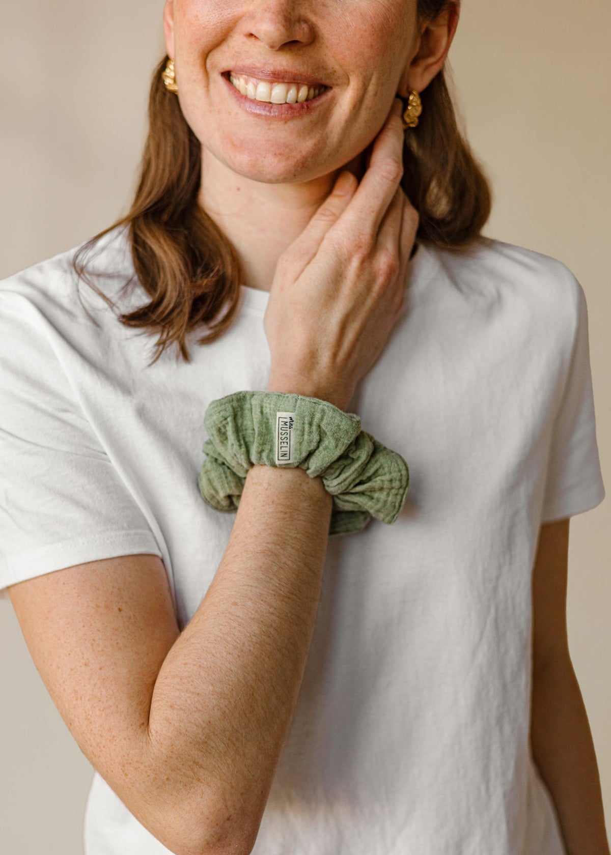 Mousseline-Scrunchie RIVA sage melange