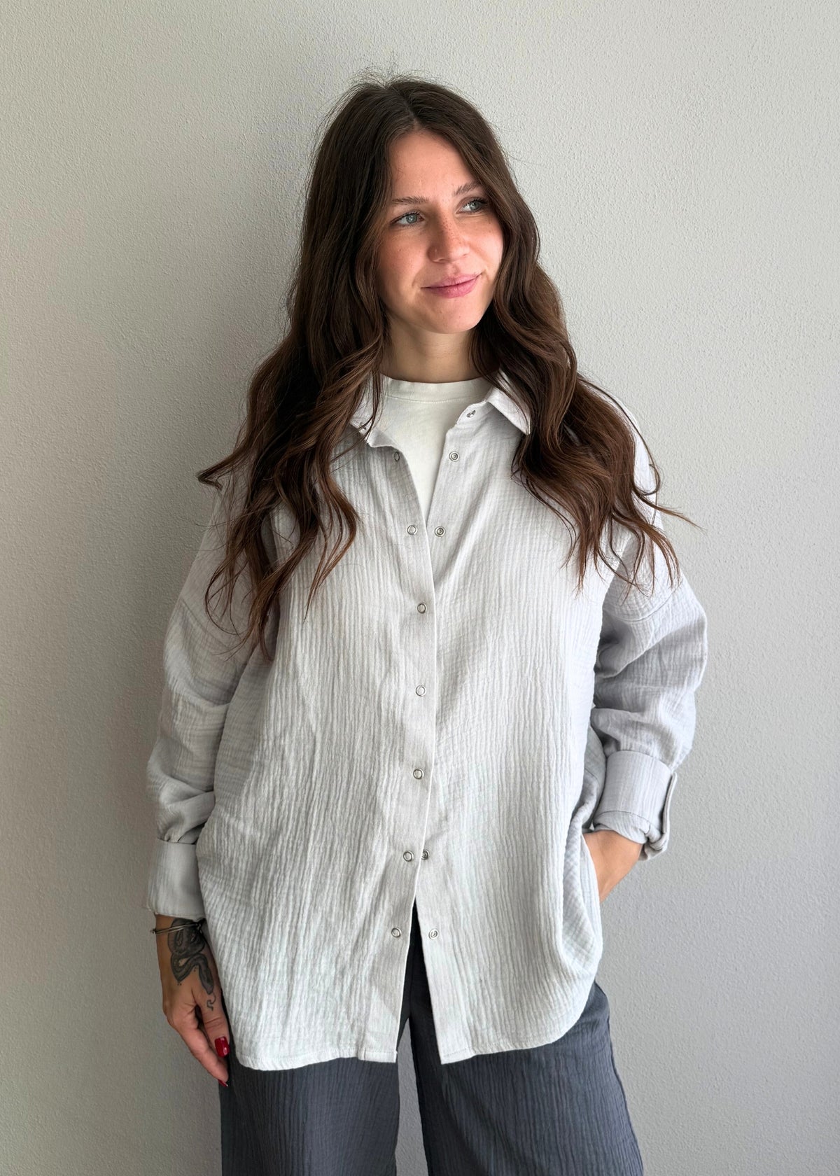 Musselin-Bluse MAJA light grey