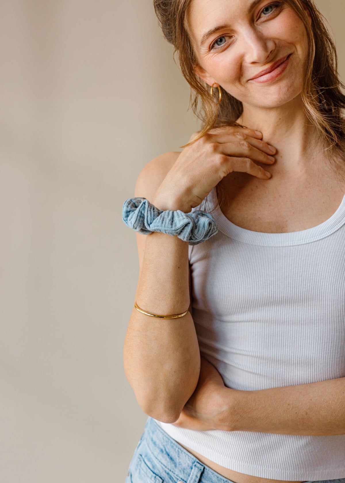 Mousseline-Scrunchie RIVA sky melange