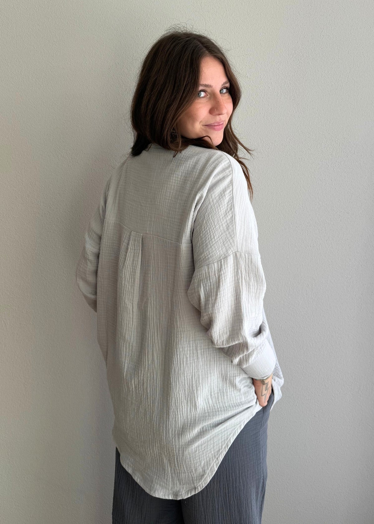 Musselin-Bluse MAJA light grey