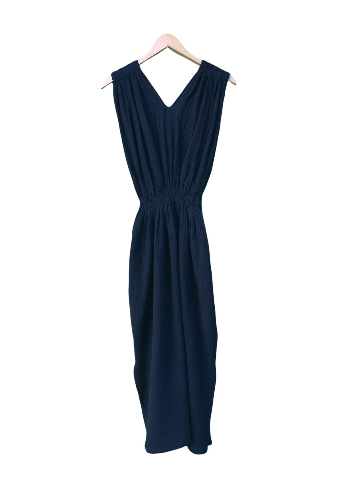 Robe en mousseline V bleu marine