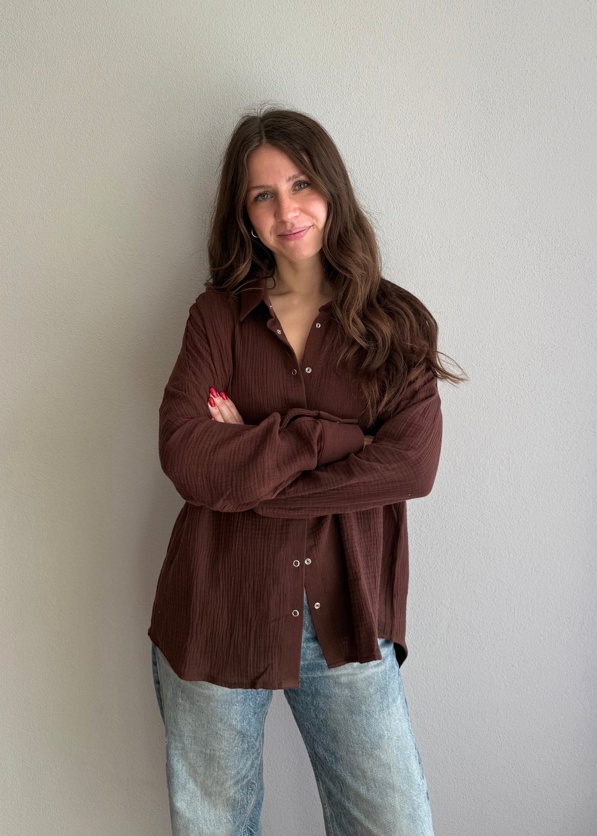 Musselin-Bluse MAJA dunkelbraun