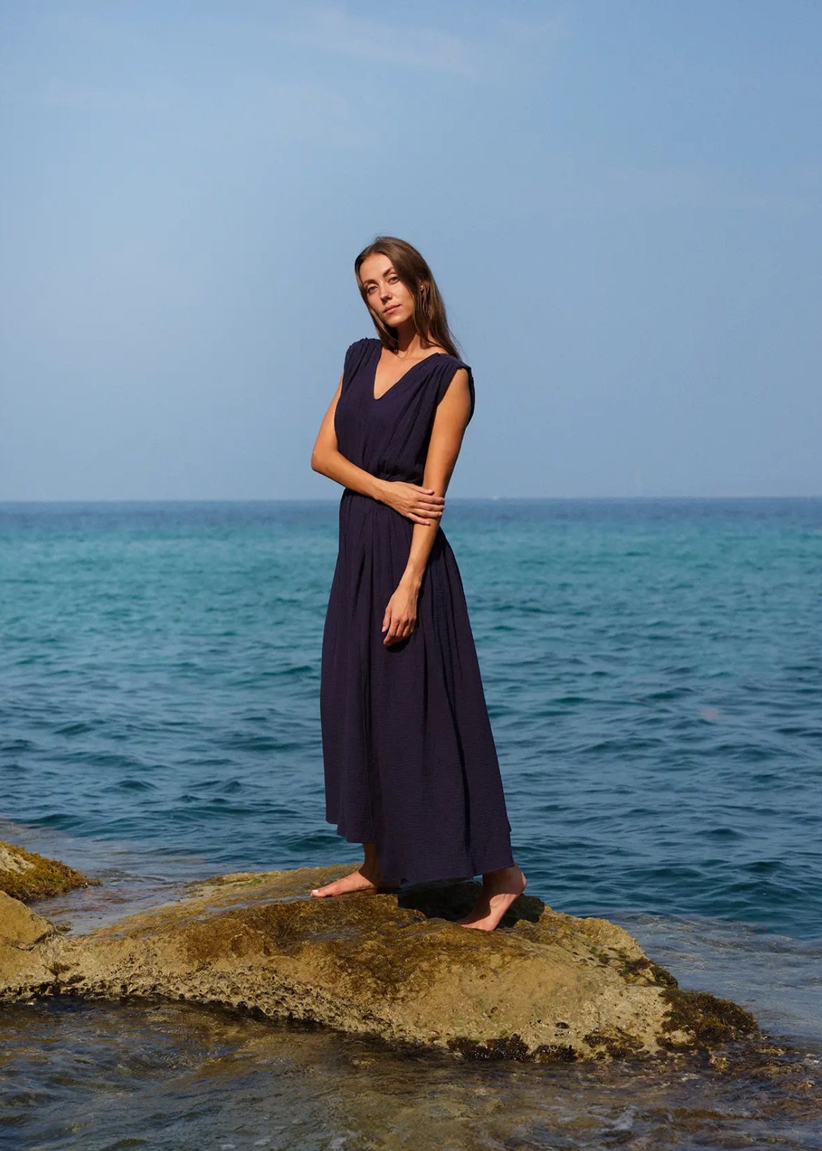 Musselin-Kleid ACACIA blue