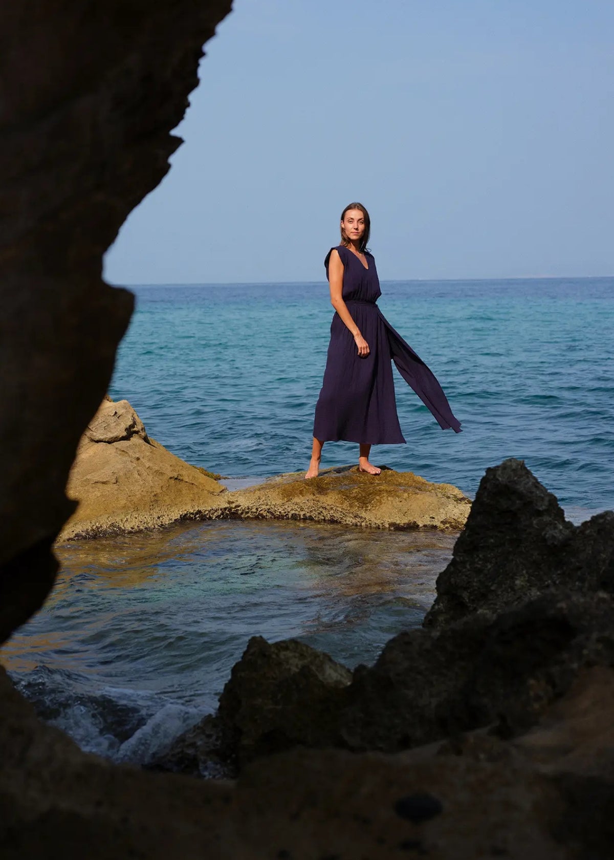 Musselin-Kleid ACACIA blue