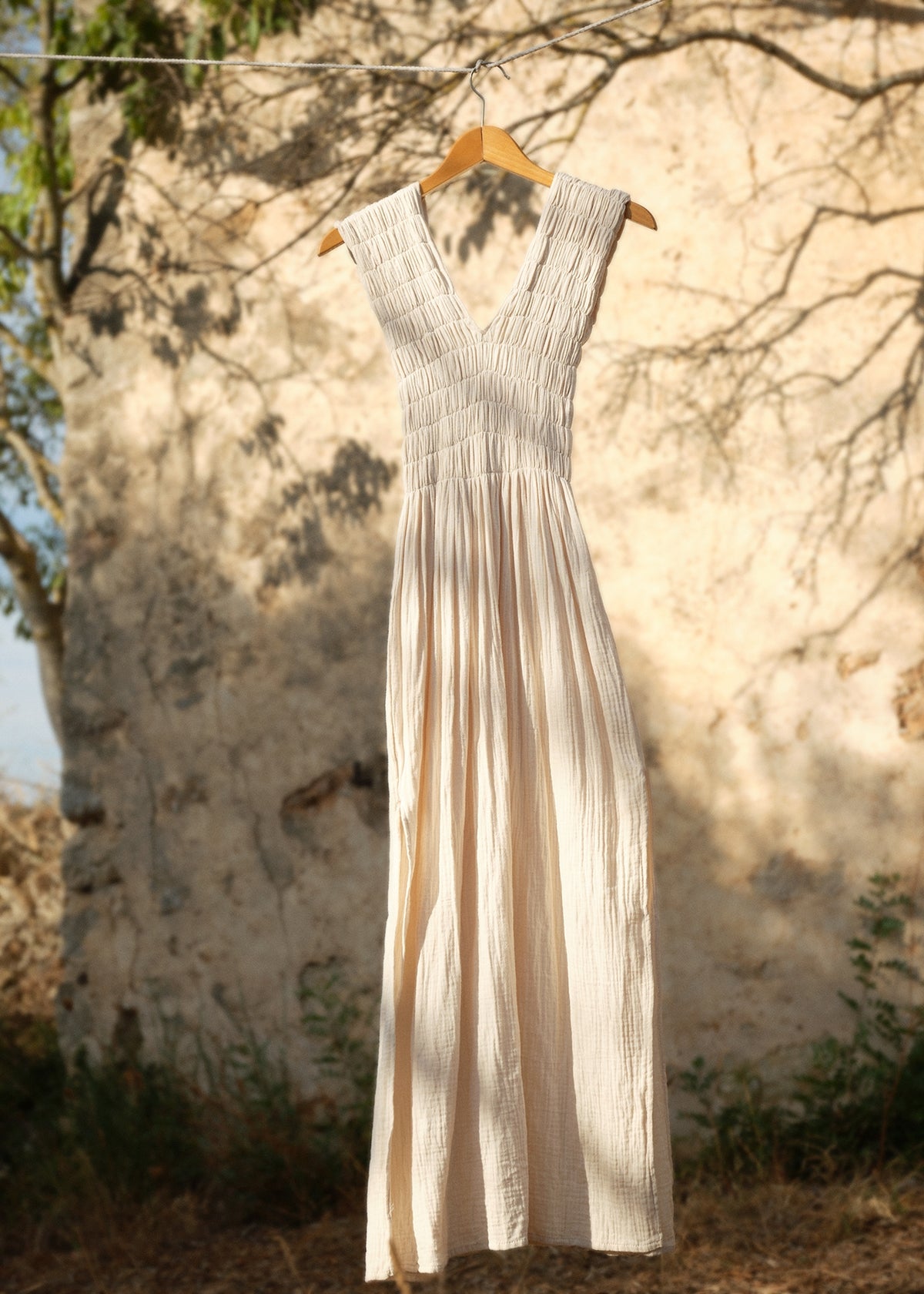 Musselin-Kleid ALBAZER beige