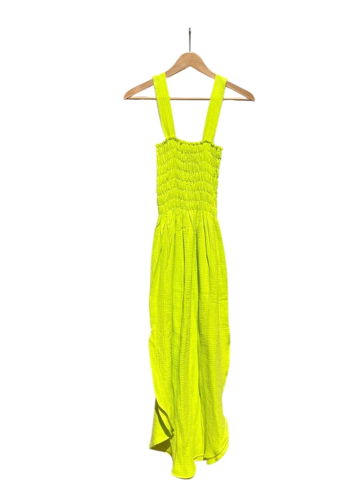 Musselin-Riemenkleid ALENC fluo yellow