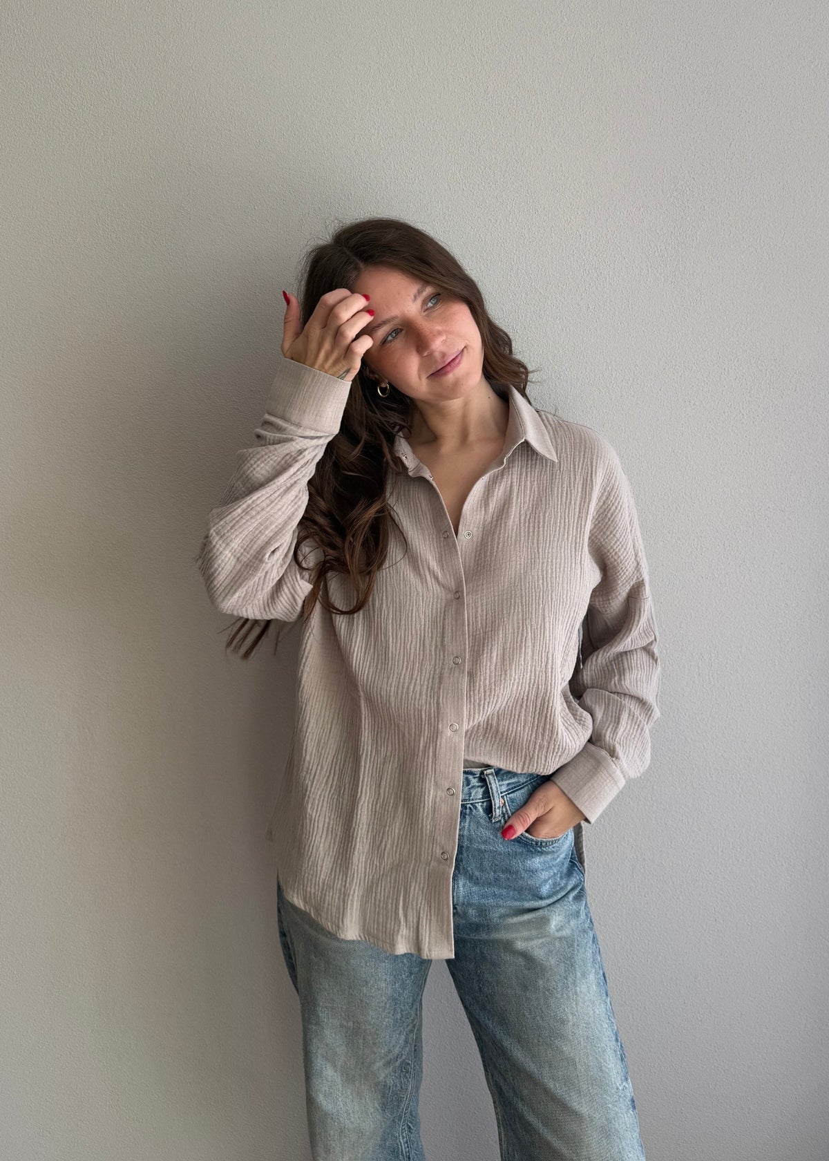 Musselin-Bluse MAJA stein