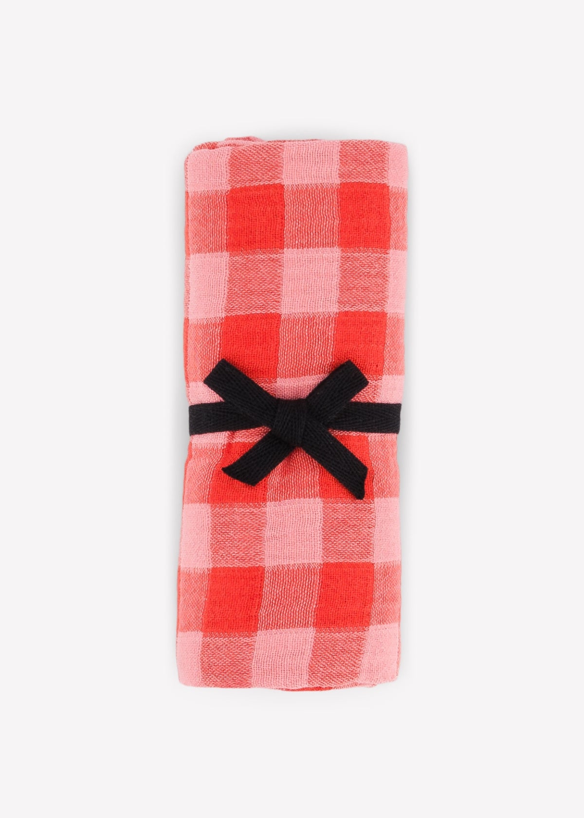 Drap de plage en mousseline LOUISA vichy rose rouge