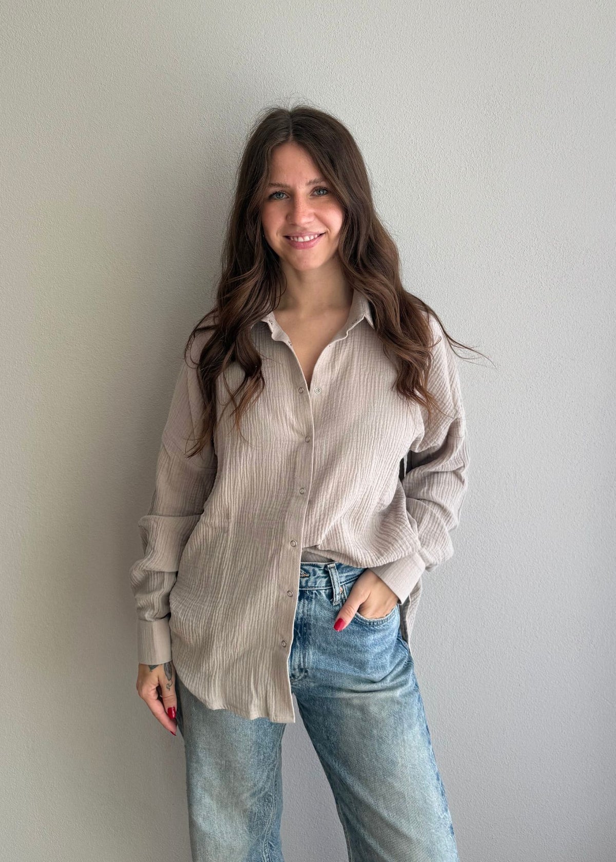 Musselin-Bluse MAJA stein