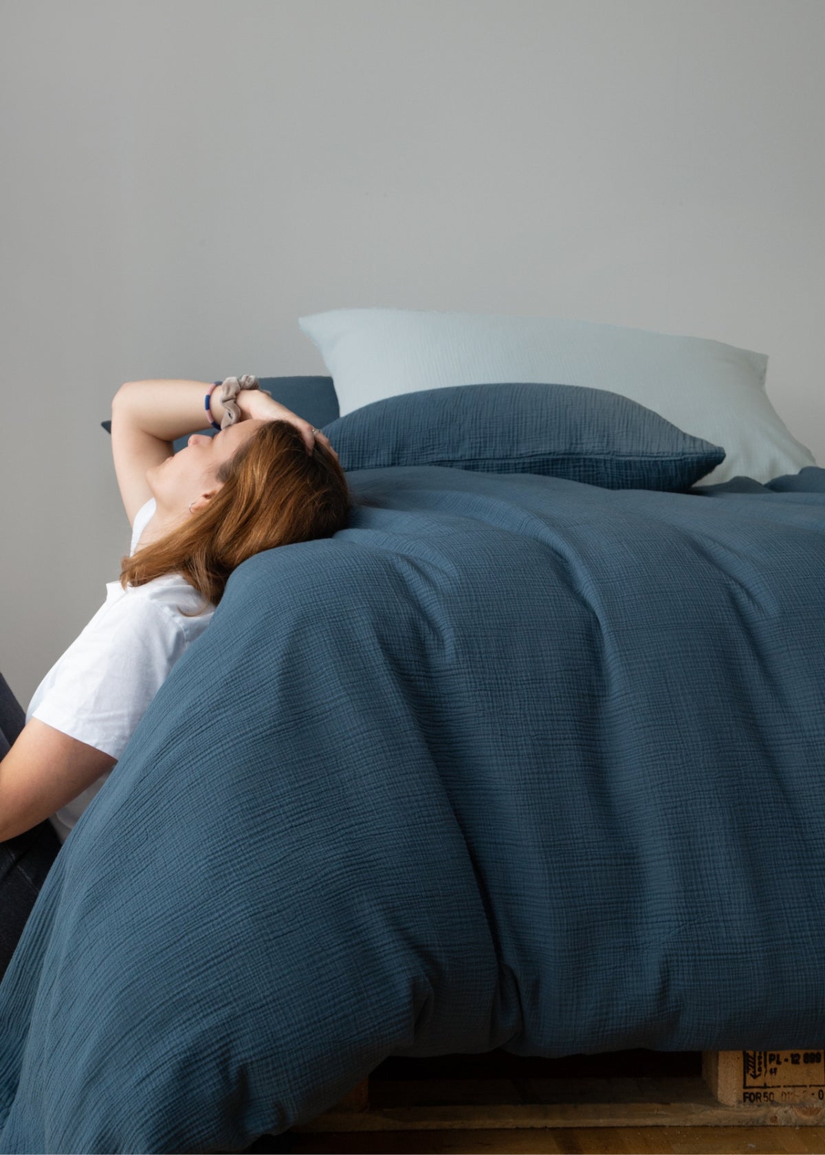 Housse de couette en mousseline JULA, bleu gentiane