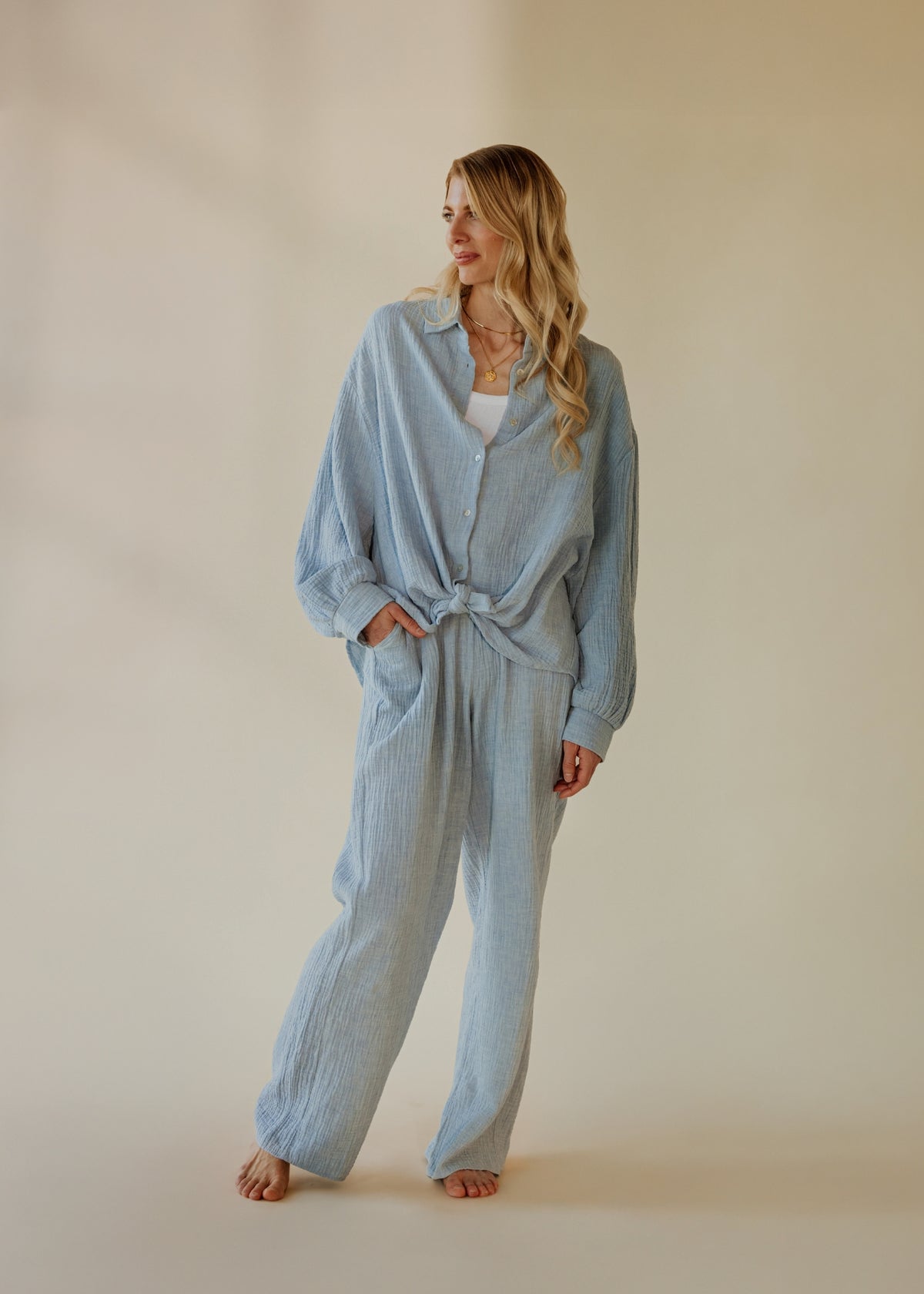 Muslin blouse MOANA sky melange