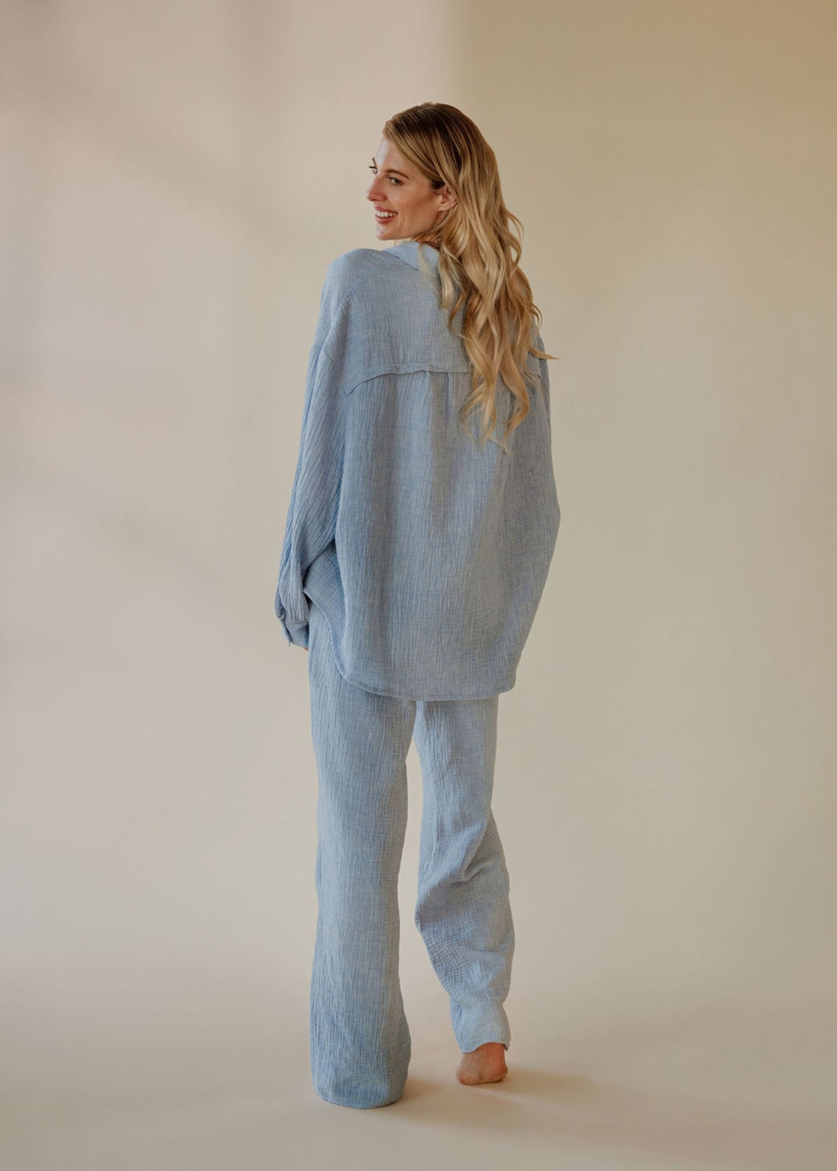 Musselin-Bluse MOANA sky melange