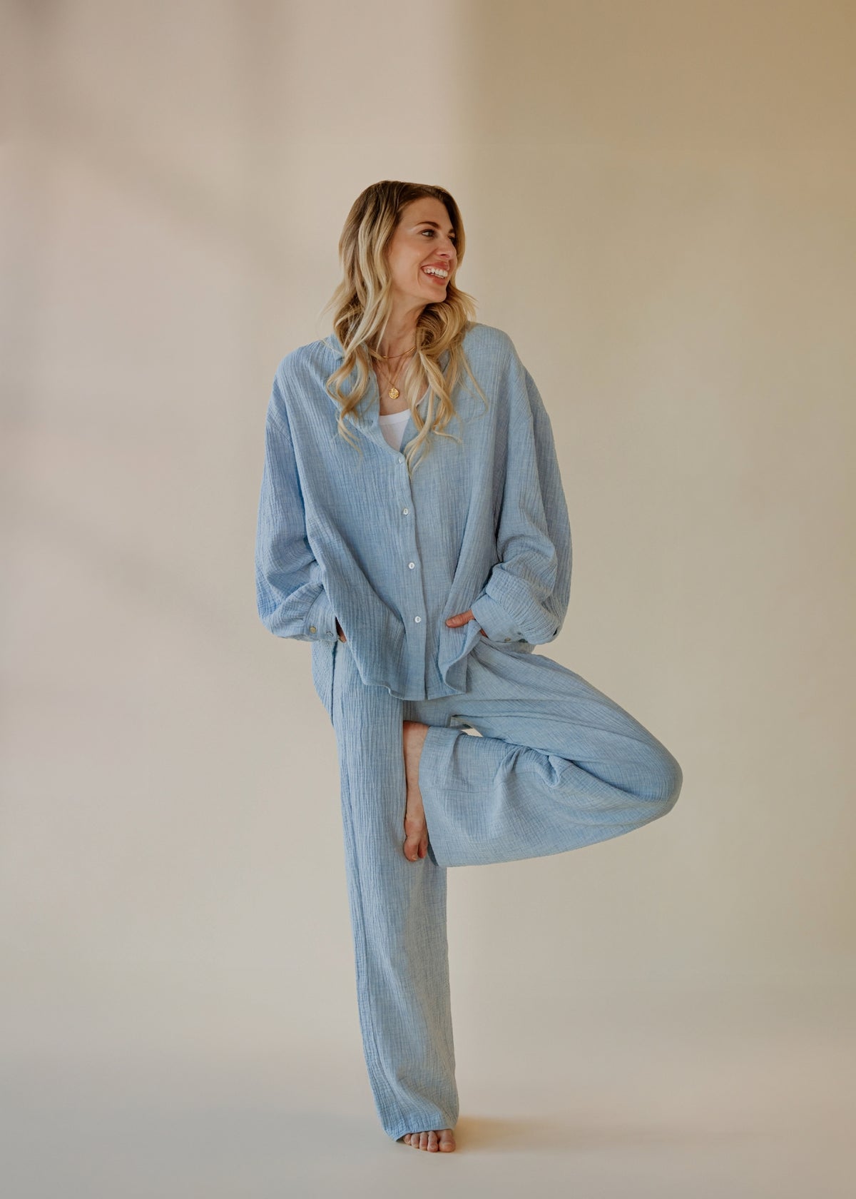 Muslin blouse MOANA sky melange