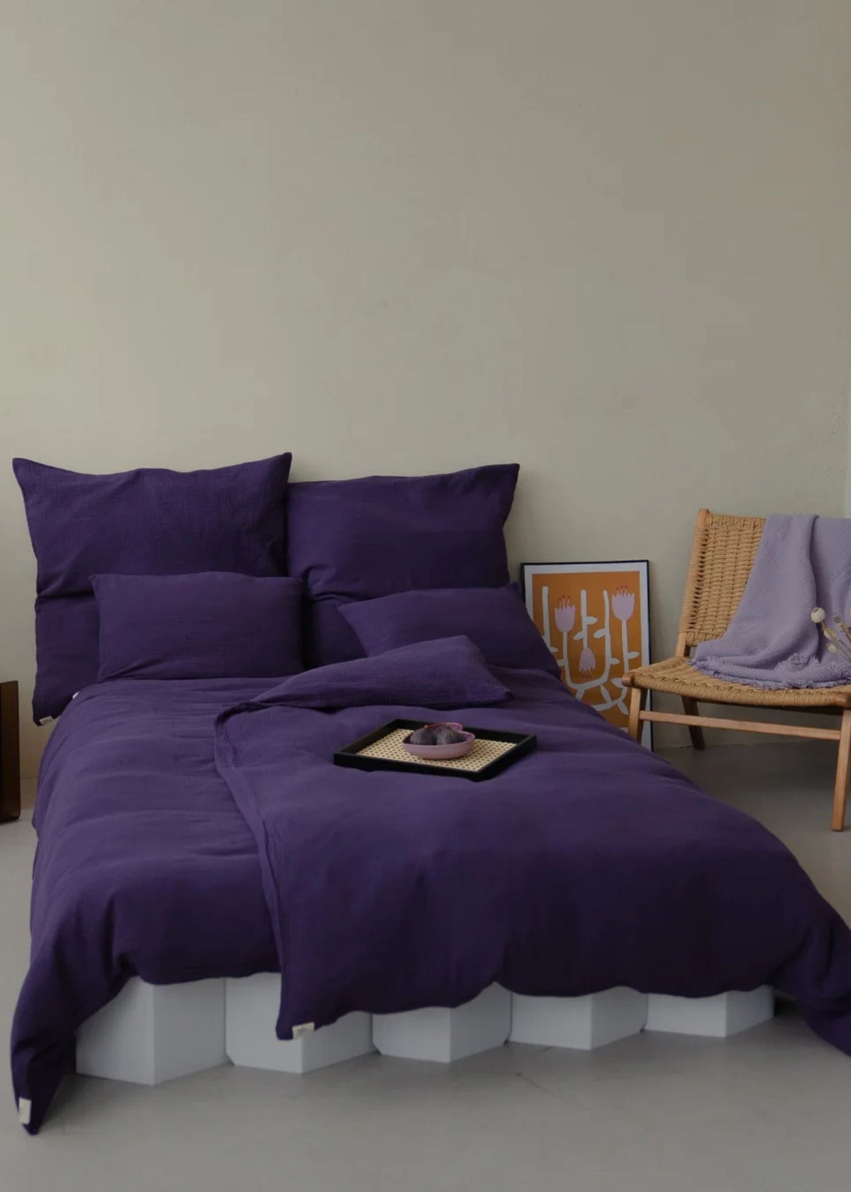 ELIANE Muslin Duvet Cover, Plum