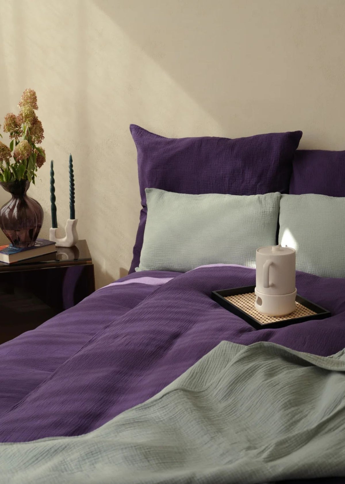 ELIANE Muslin Duvet Cover, Plum