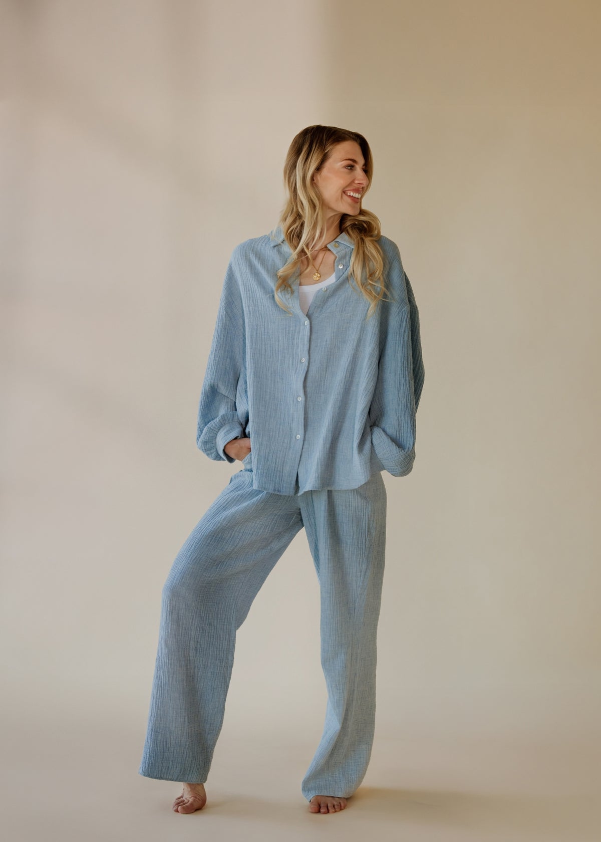 Muslin blouse MOANA sky melange