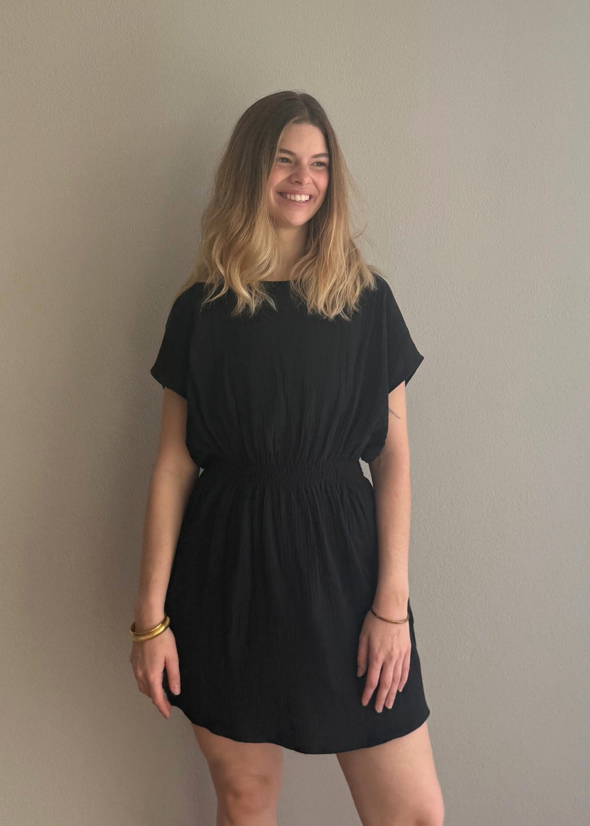 Musselin-Mini-Kleid MAGNOLIA schwarz