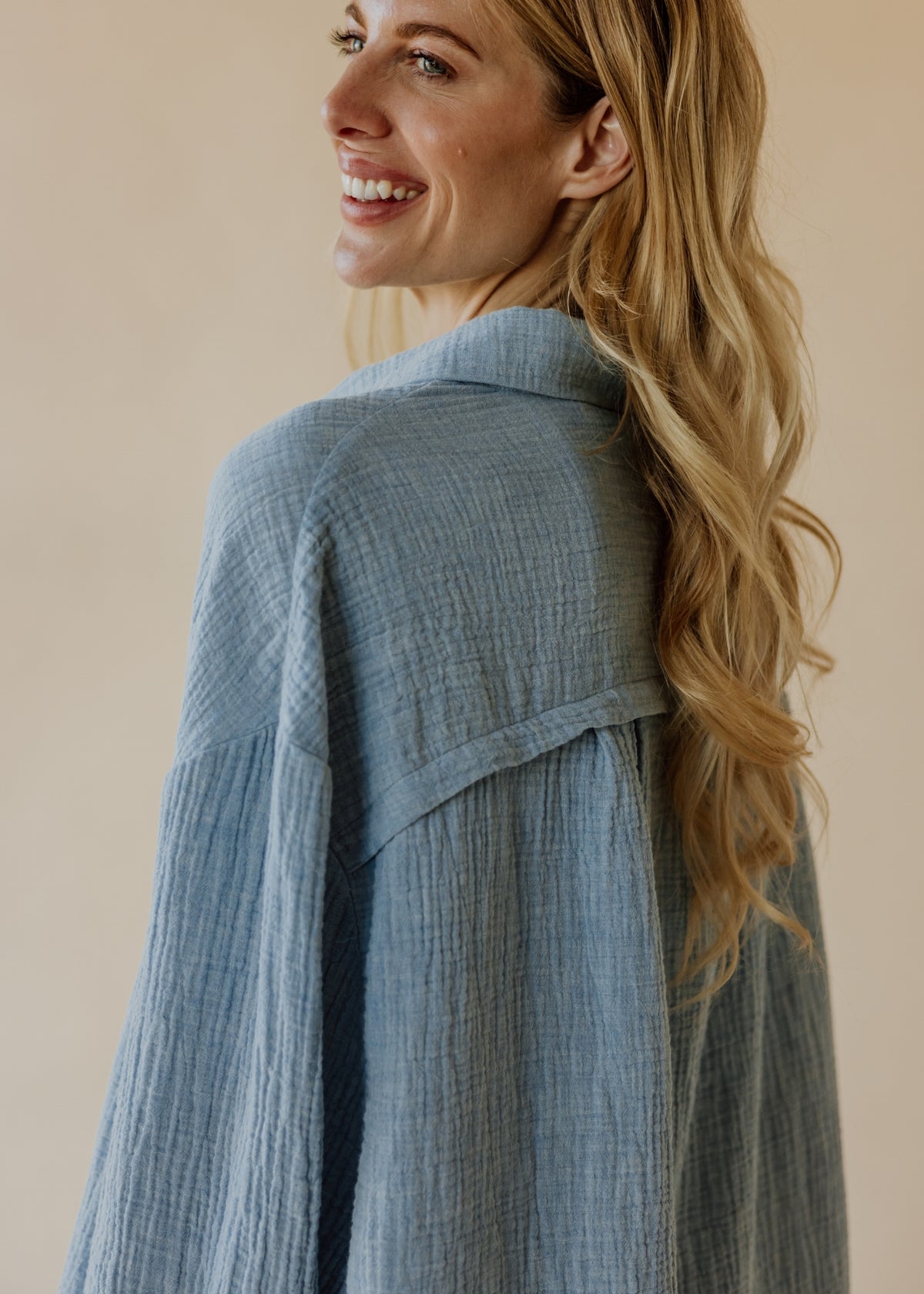 Muslin blouse MOANA sky melange