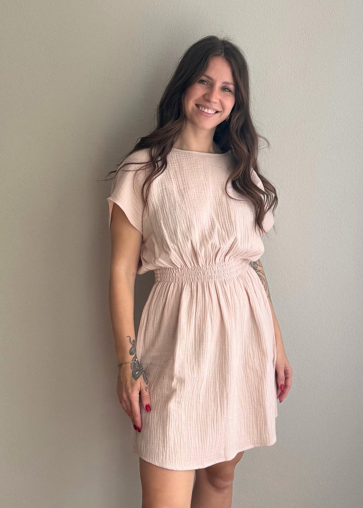 Musselin-Mini-Kleid MAGNOLIA rosa