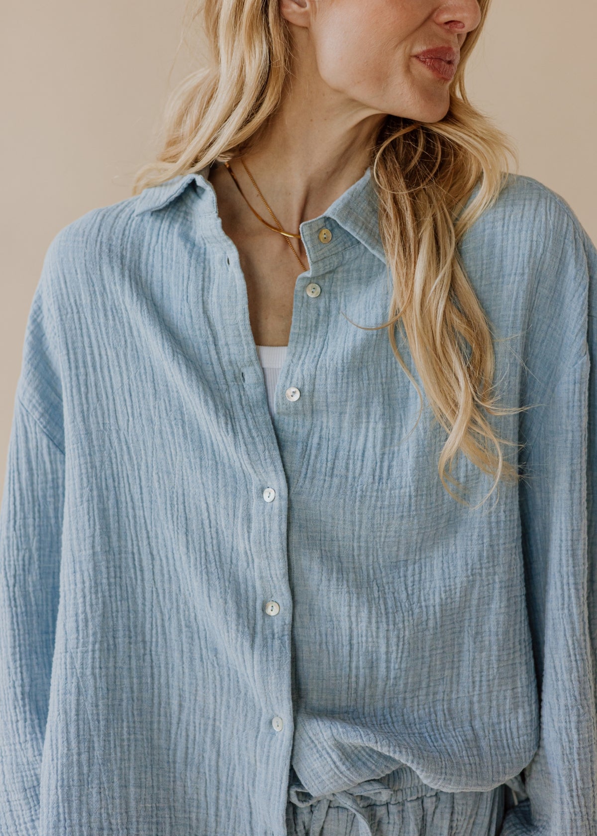 Muslin blouse MOANA sky melange