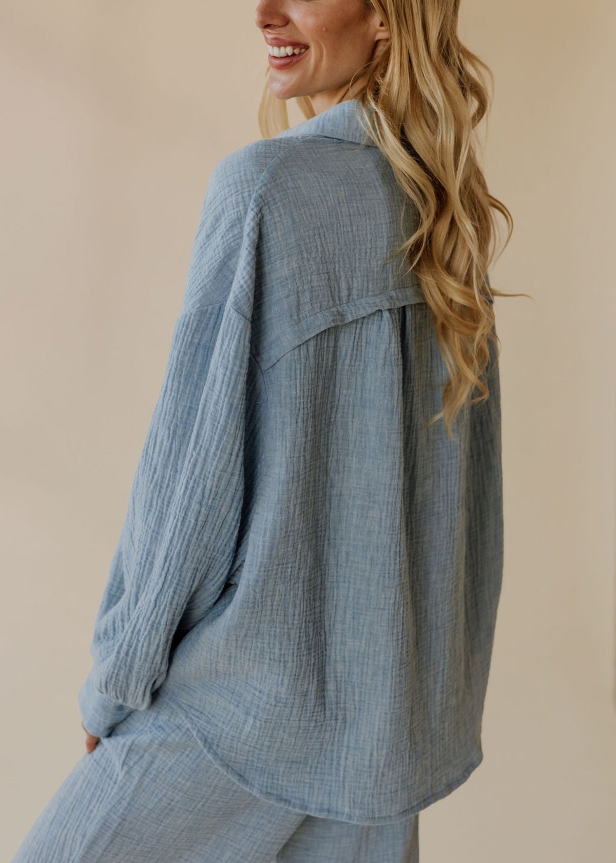 Musselin-Bluse MOANA sky melange