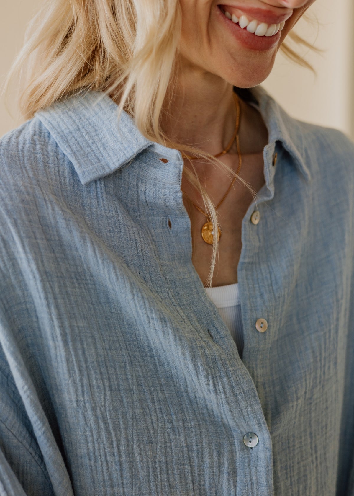 Muslin blouse MOANA sky melange
