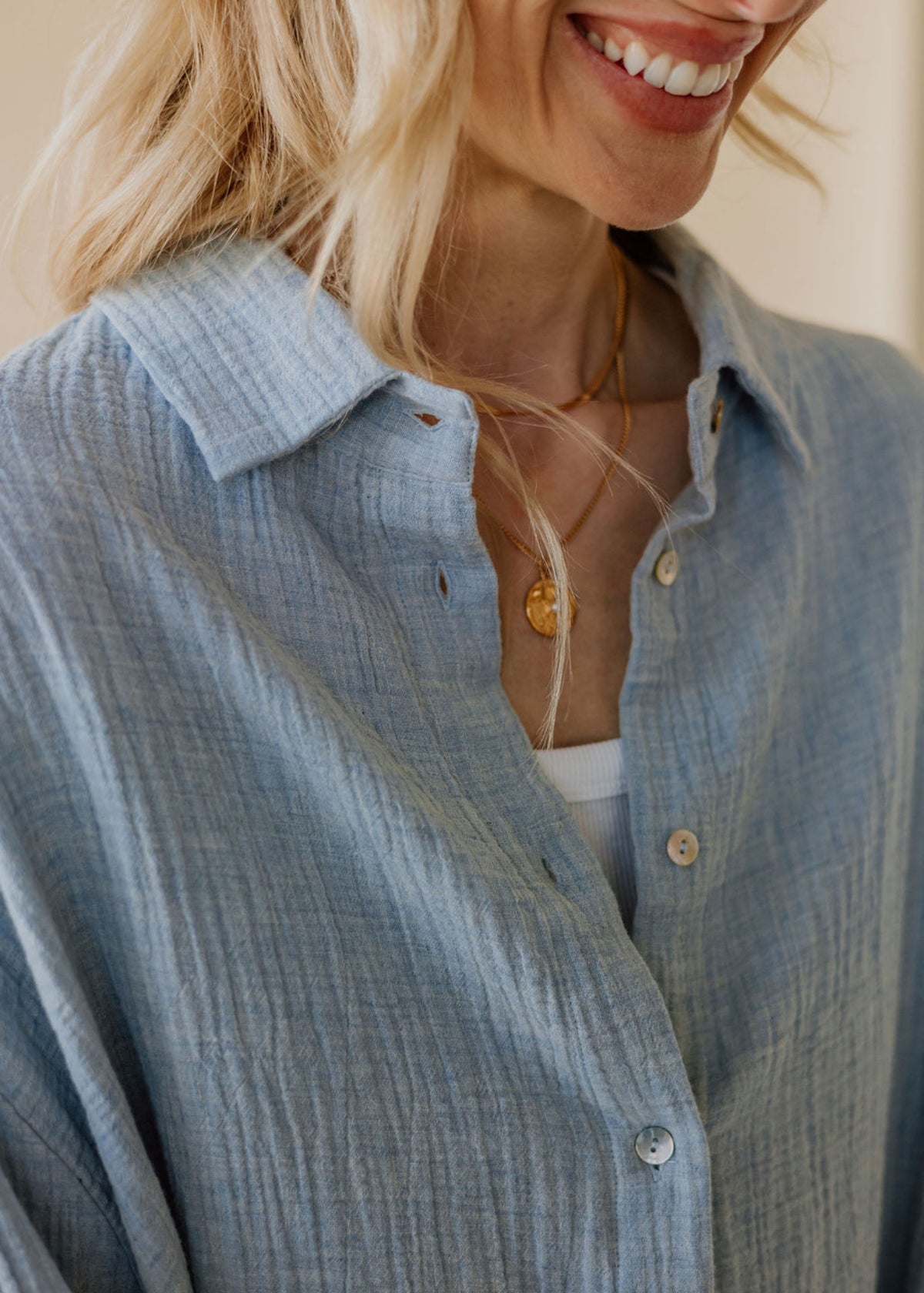 Musselin-Bluse MOANA sky melange