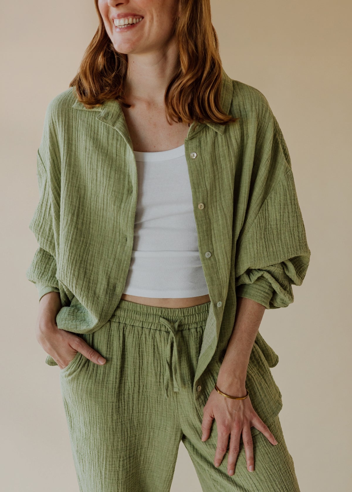 Muslin blouse MOANA sage melange