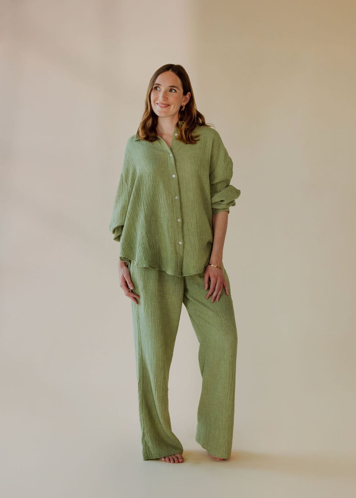 Musselin-Bluse MOANA sage green melange