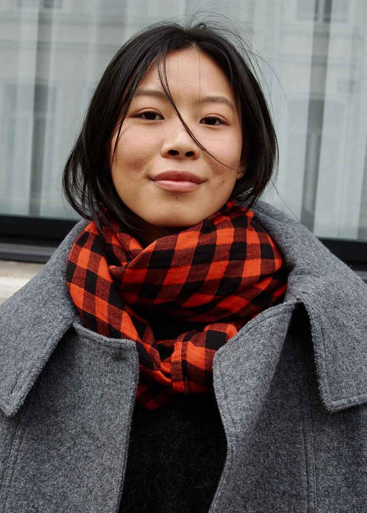 BIANCA Vichy Black/Red Muslin Scarf