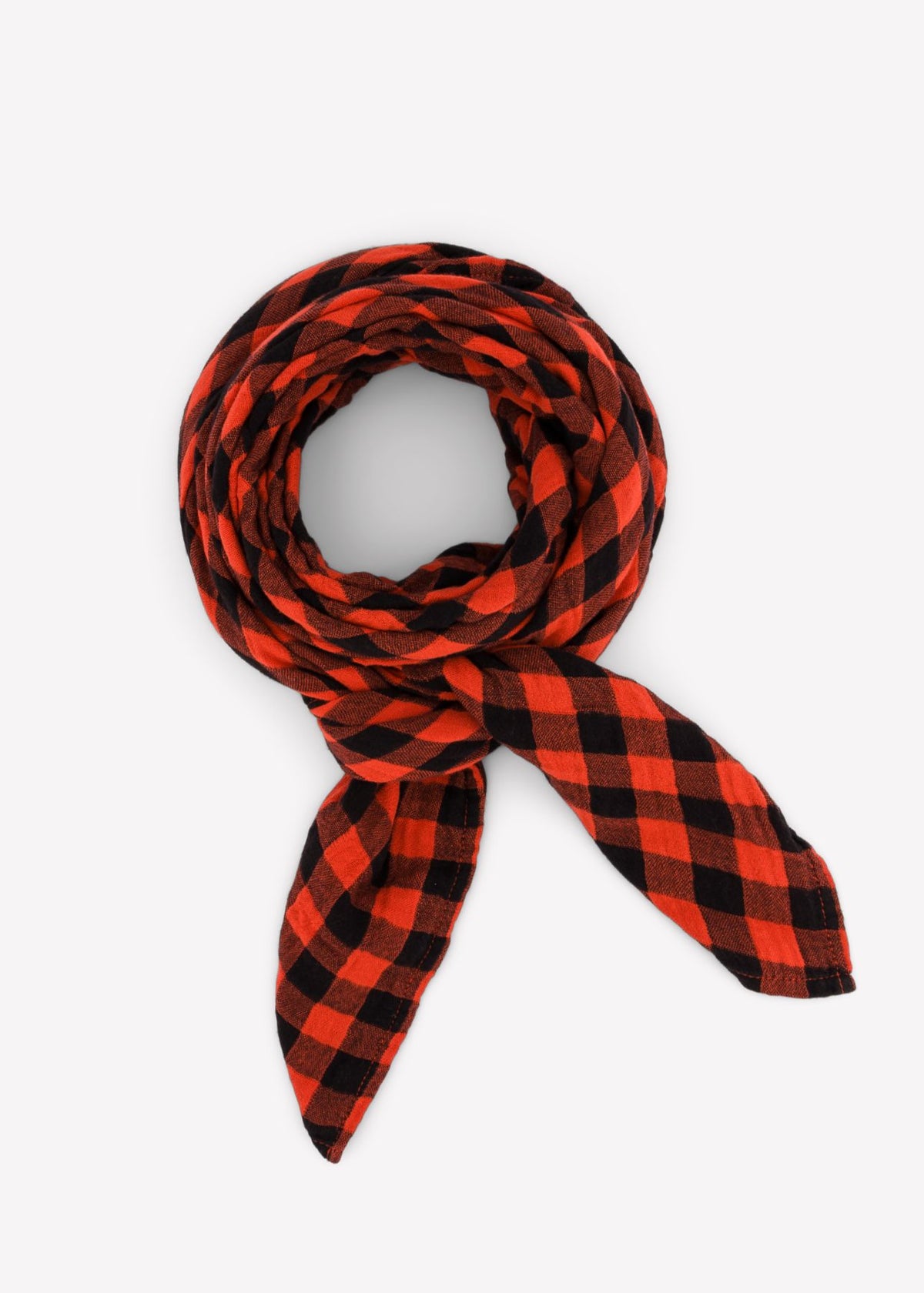 BIANCA Vichy Black/Red Muslin Scarf