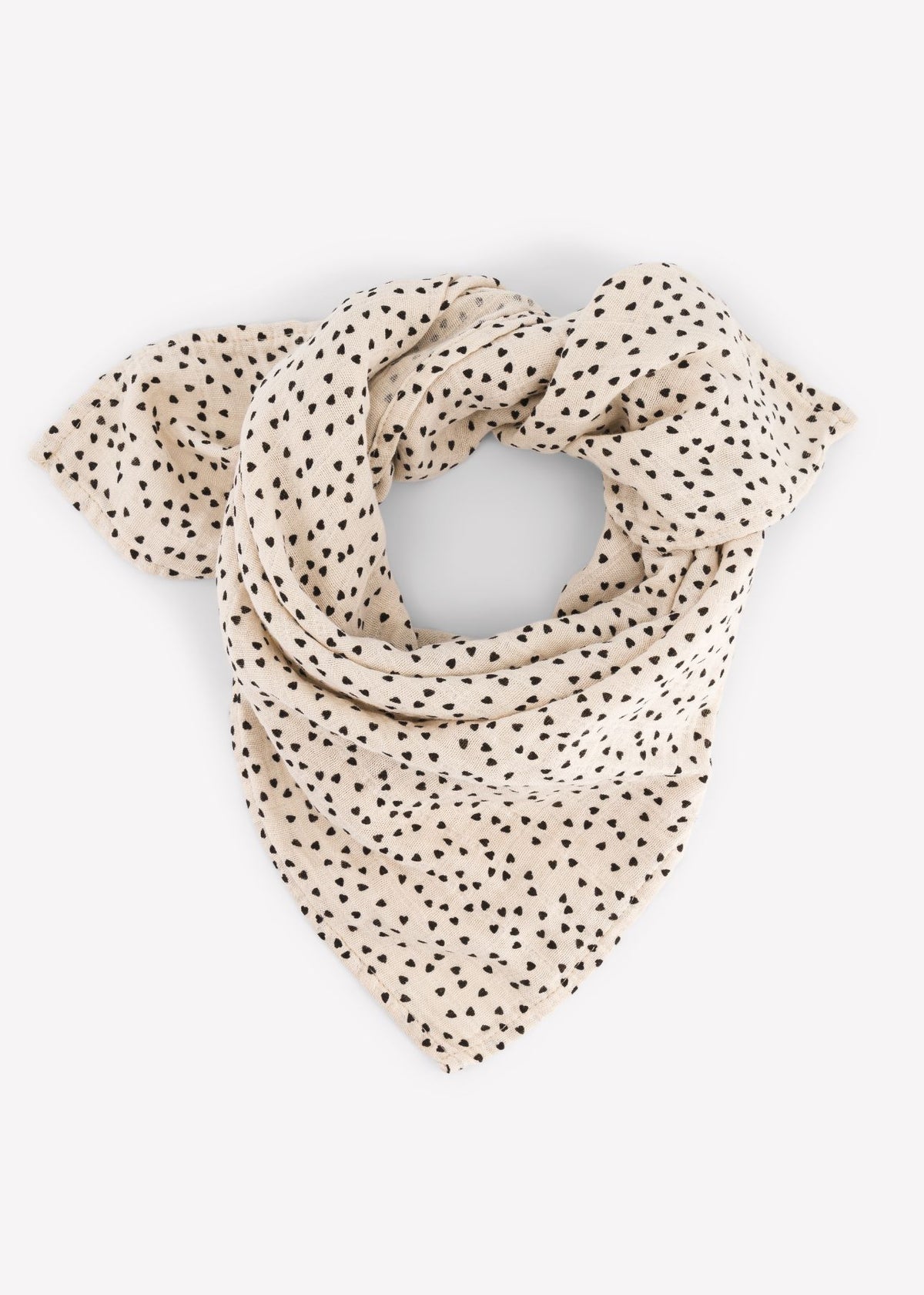 Foulard en mousseline BIANCA mini cœur noir
