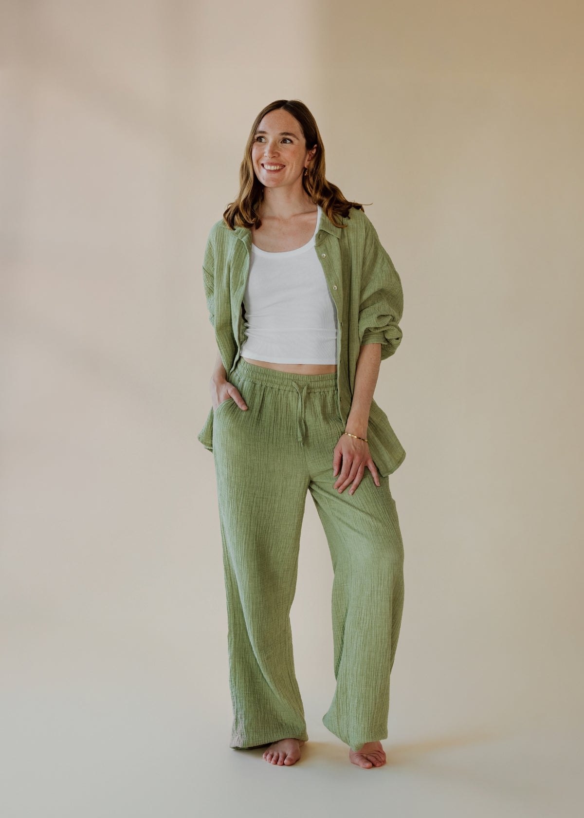 Muslin blouse MOANA sage melange