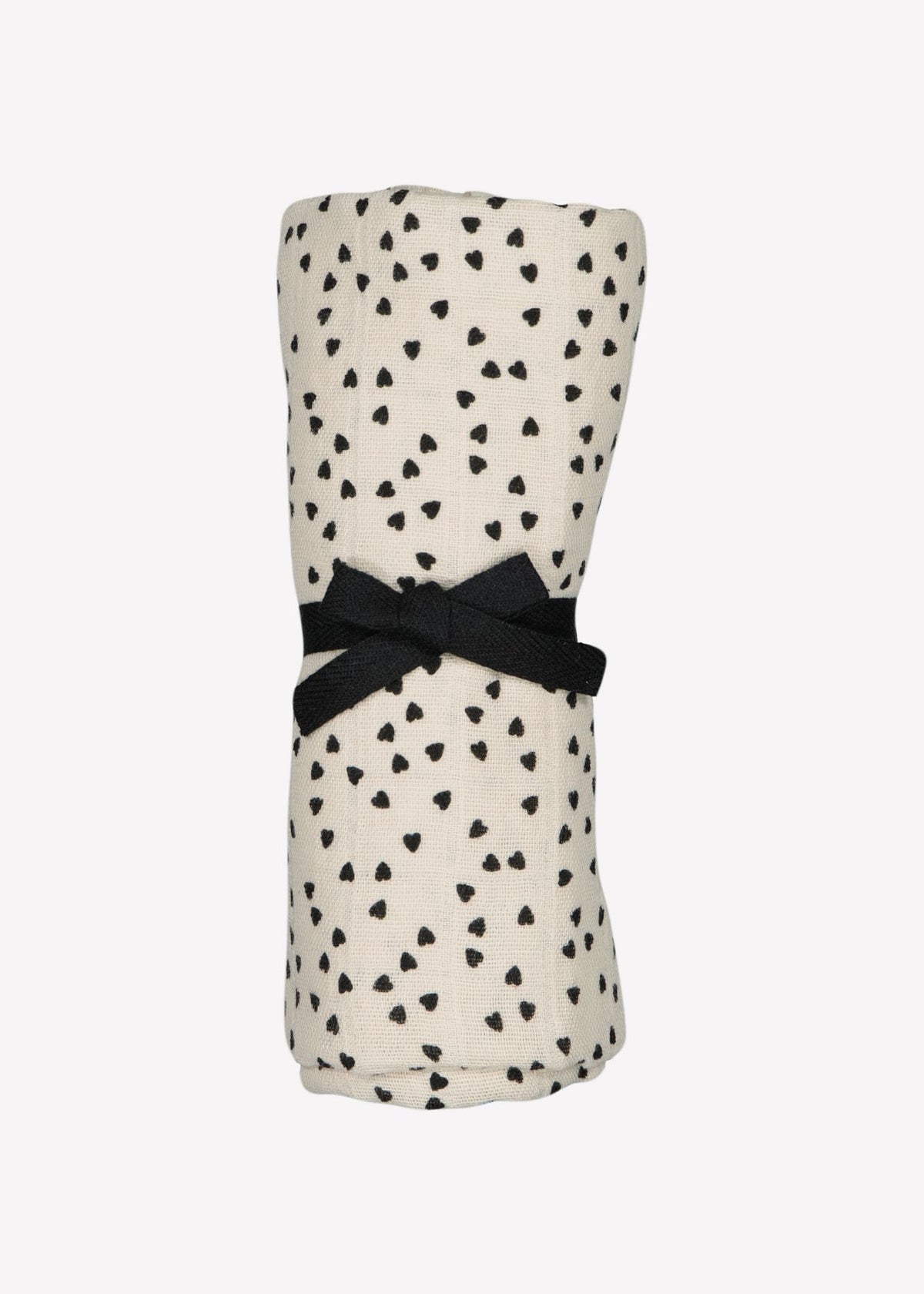 Foulard en mousseline BIANCA mini cœur noir