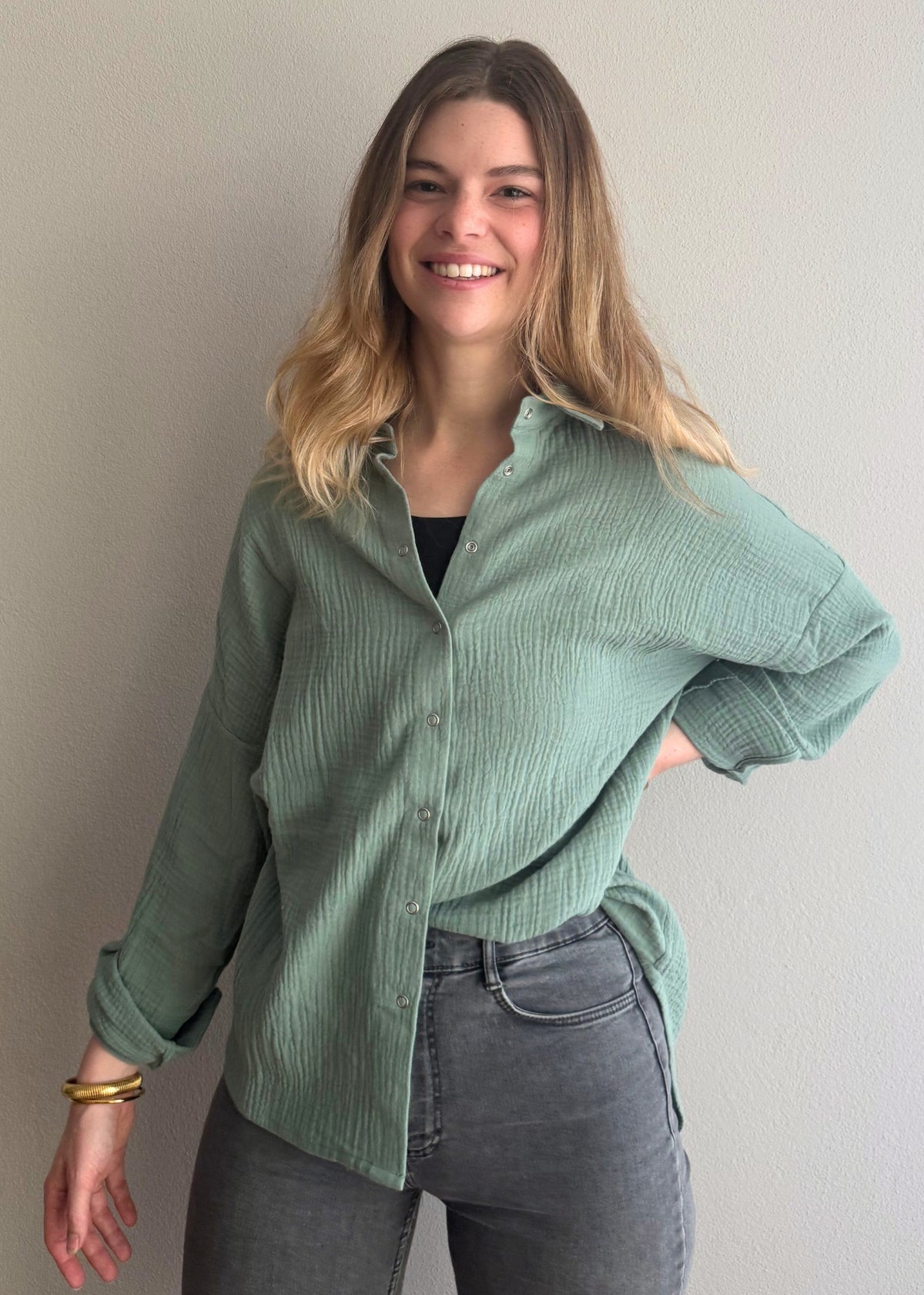 Musselin-Bluse MAJA eucalyptus