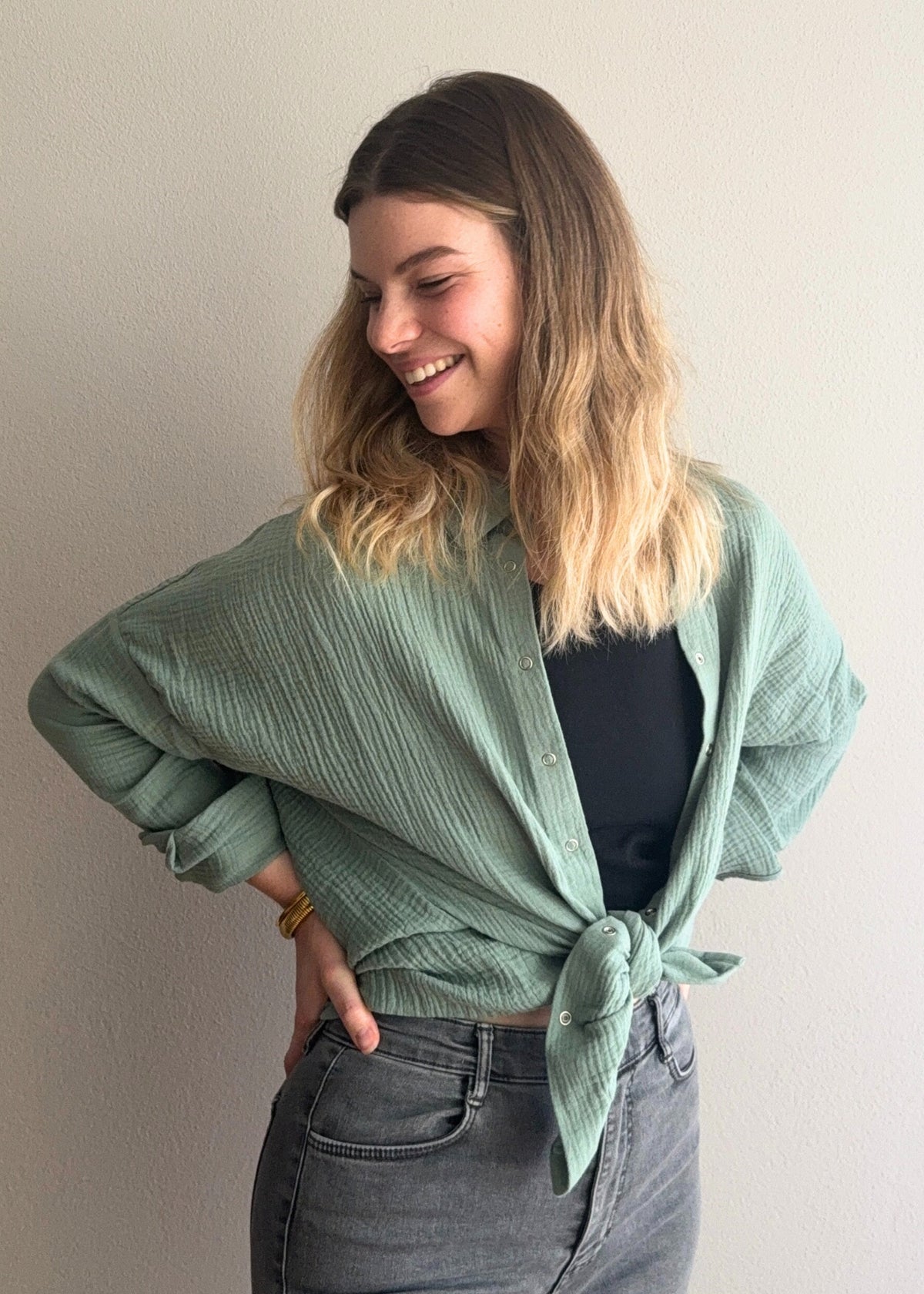 Musselin-Bluse MAJA eucalyptus