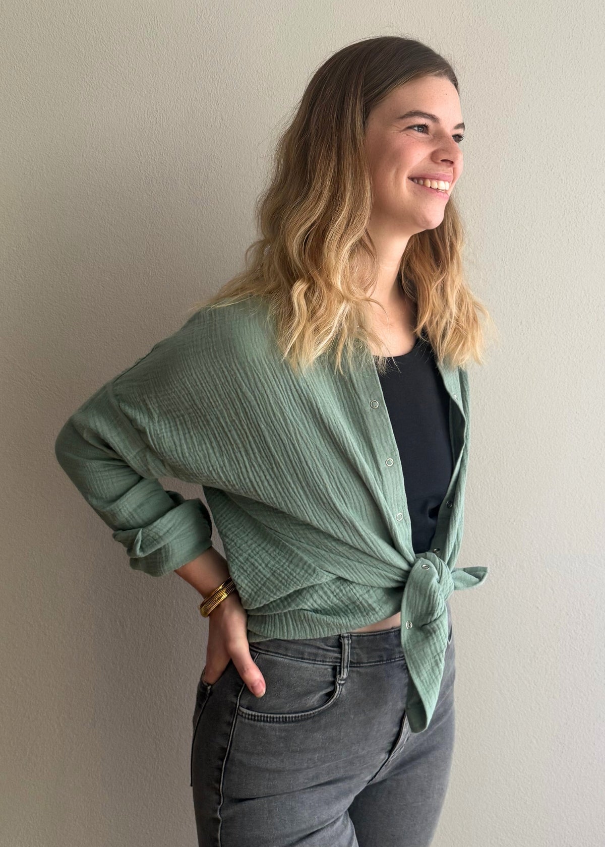 Musselin-Bluse MAJA eucalyptus